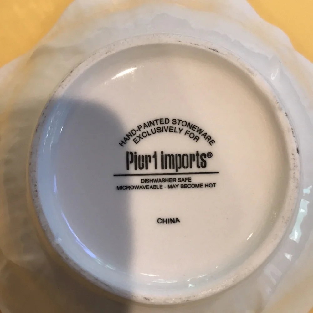 PIER 1  Bowls Red Yellow Flower Bowls Ice Cream Dishes Set of 2